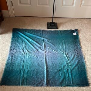 Coach Teal Scarf with Subtle Signature Pattern